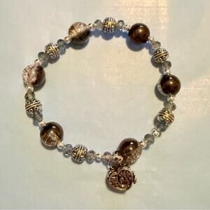 B6 Alexa’s Angels 7" Rhodium Silver and Smoky Quartz Beaded Prayer Box Bracelet